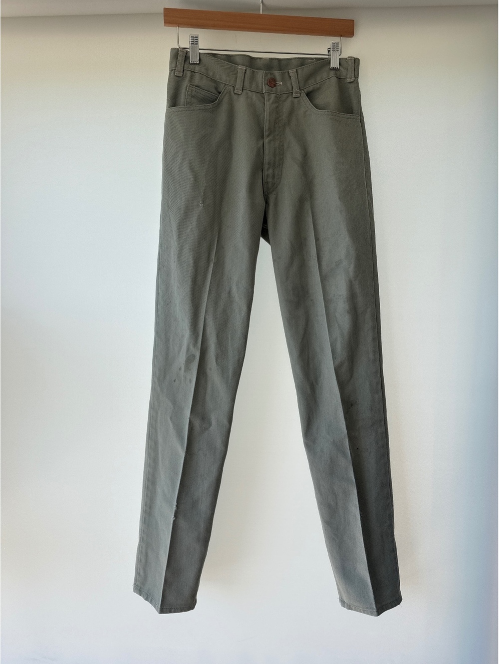 Vintage Levi's Sta-Prest Pants Mens 28x31 Sage Green 80s USA Casual Jeans